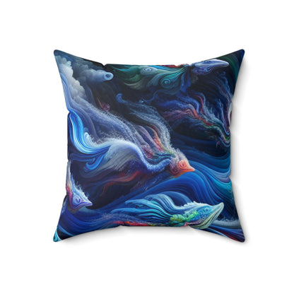 "Psychedelic Underwater Wonderland"- The Alien Spun Polyester Square Pillow