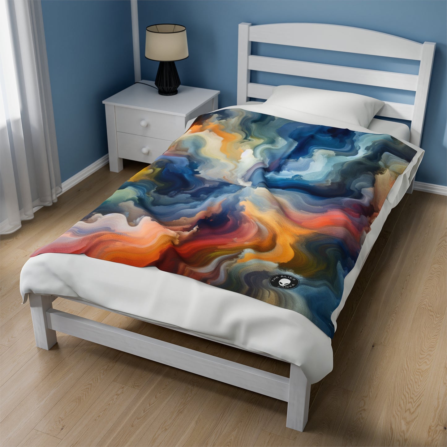 "Sunset Reflections: A Serene Color Field Painting" - The Alien Velveteen Plush Blanket Color Field Painting