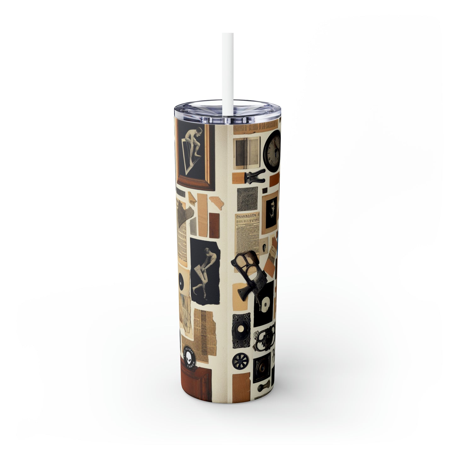 "Chaos in Modernity: A Journey to Meaning" - The Alien Maars® Skinny Tumbler with Straw 20oz Dadaism