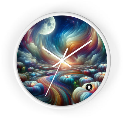 "Rainbow Sky, Moonlit Flowers" - The Alien Wall Clock