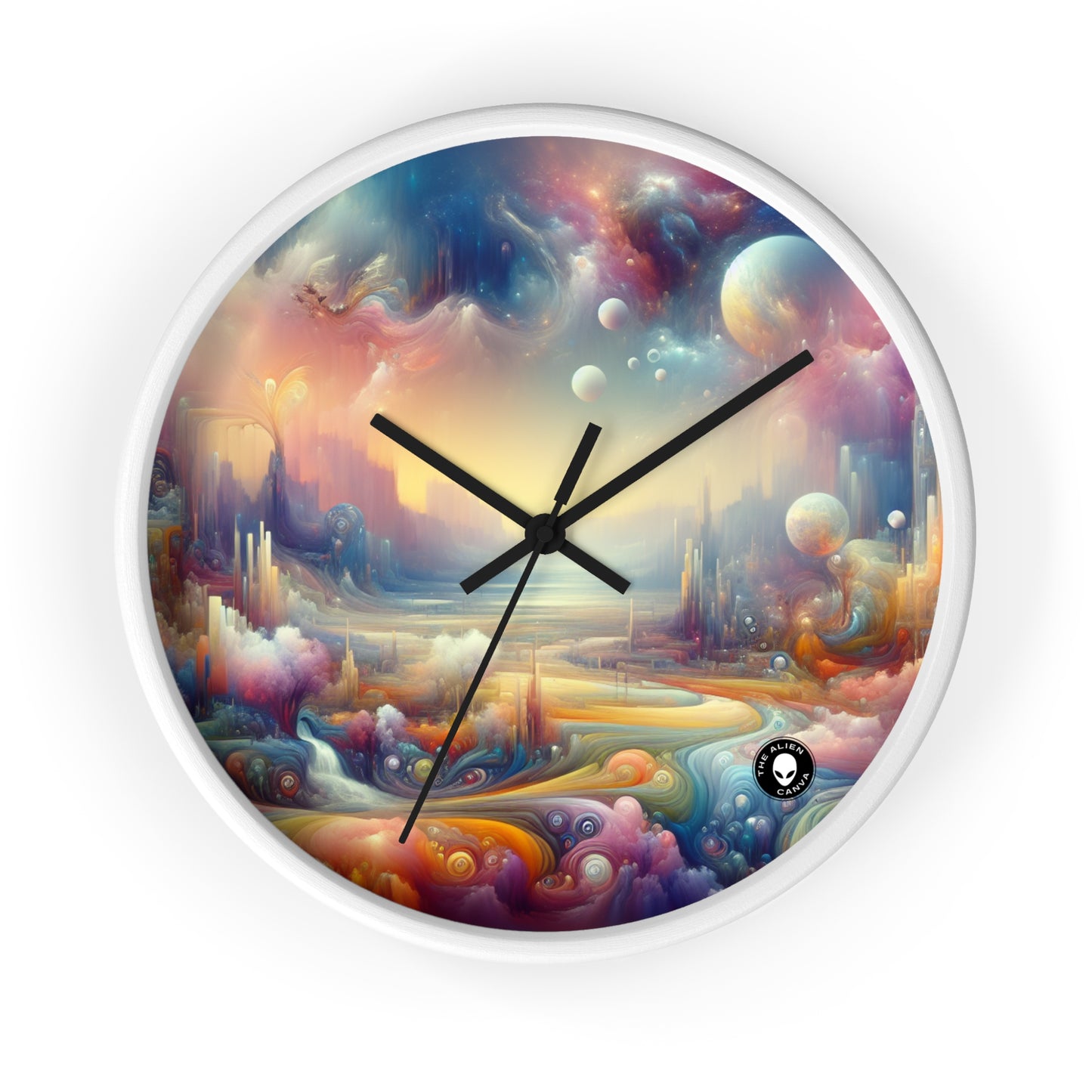 « Délices du paysage onirique : une peinture surréaliste » – L'horloge murale Alien