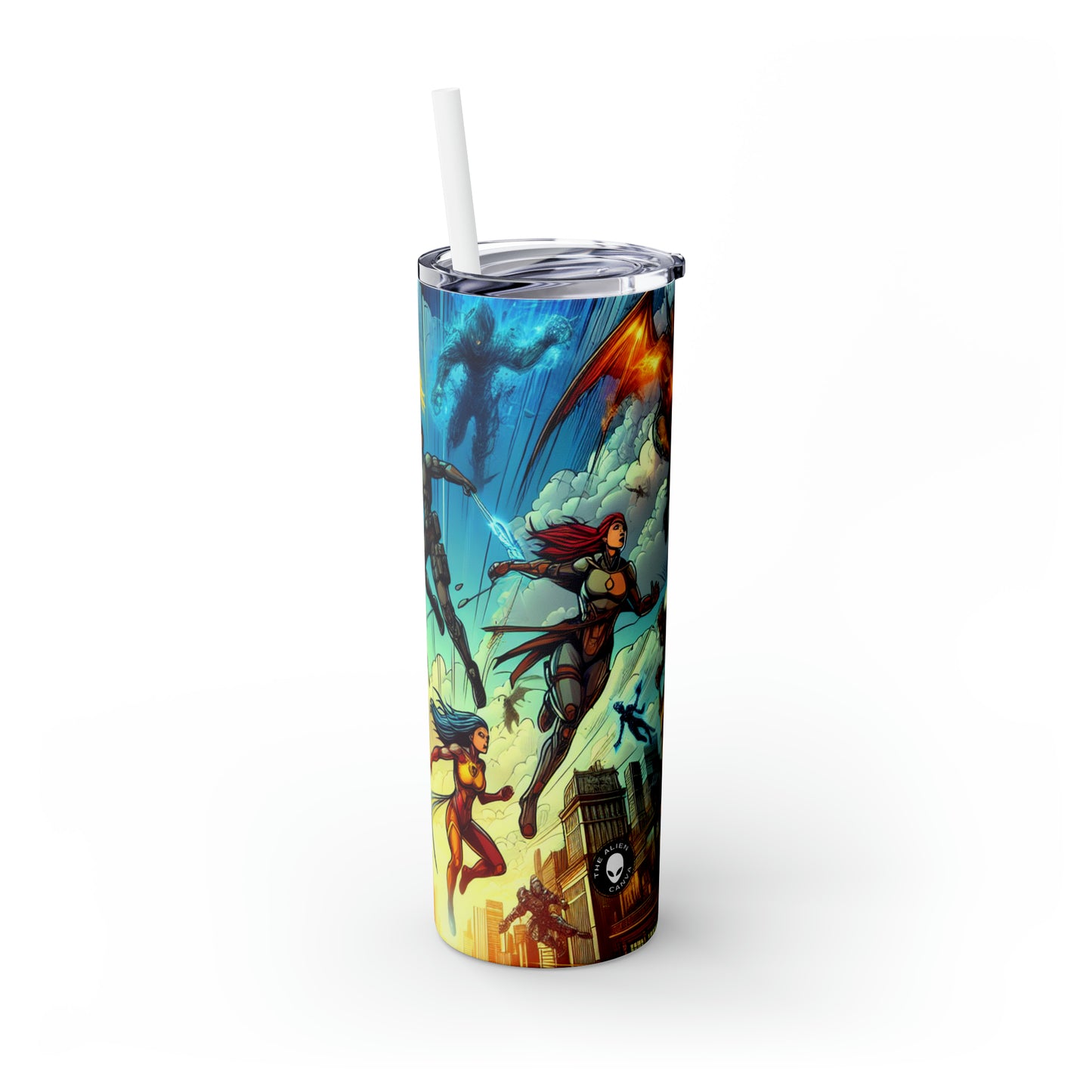 "Marvelous Mission: Save the World!" - The Alien Maars® Skinny Tumbler with Straw 20oz