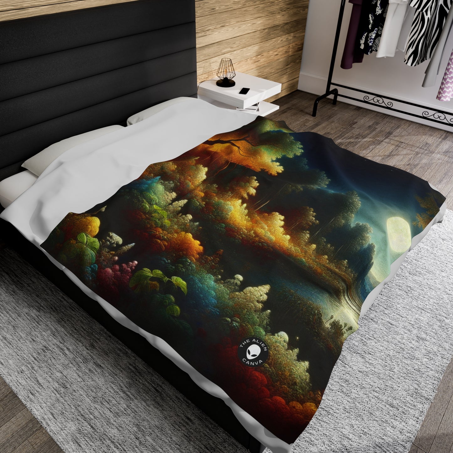 "Light and Dark in the Moonlight" - The Alien Velveteen Plush Blanket Post-Impressionism