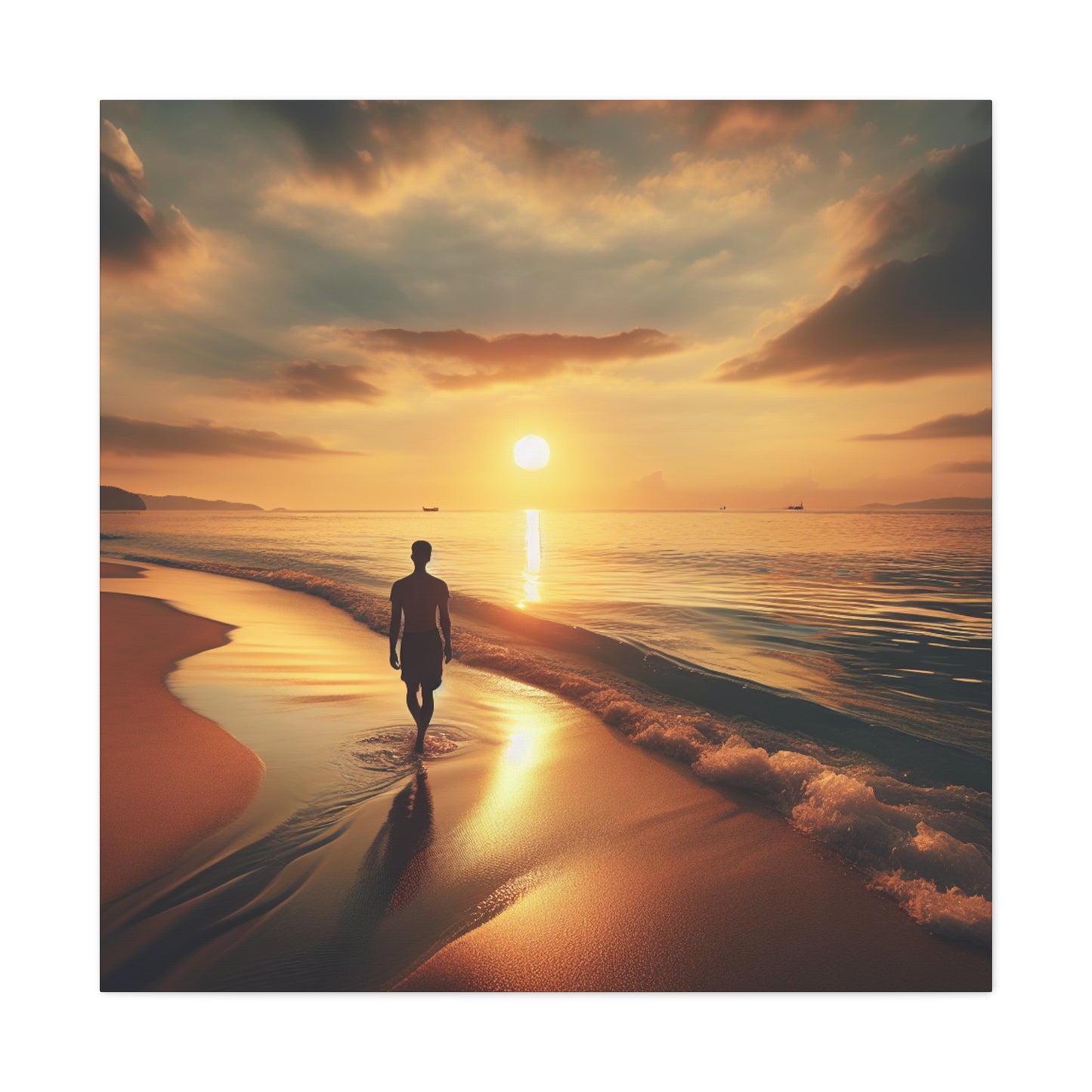 "Une promenade le long de la plage au coucher du soleil" - Le style photoréaliste d'Alien Canva