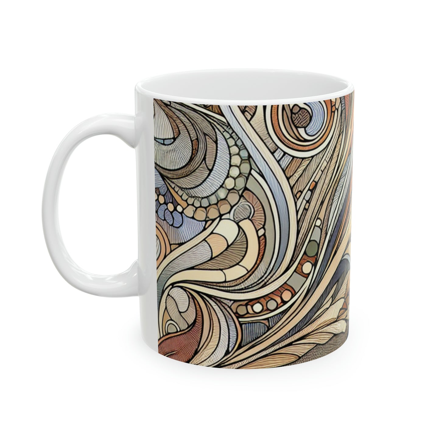 "La musa de la naturaleza: Mujer Art Nouveau" - Taza de cerámica The Alien 11oz Art Nouveau