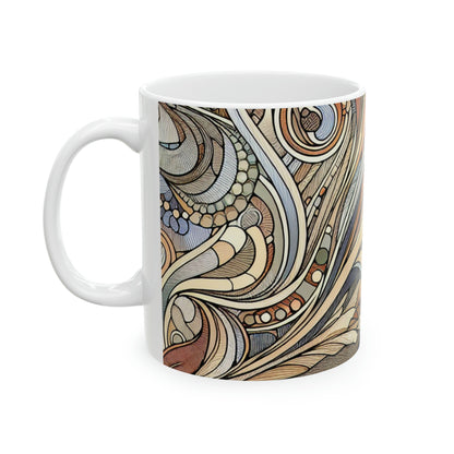 "La musa de la naturaleza: Mujer Art Nouveau" - Taza de cerámica The Alien 11oz Art Nouveau