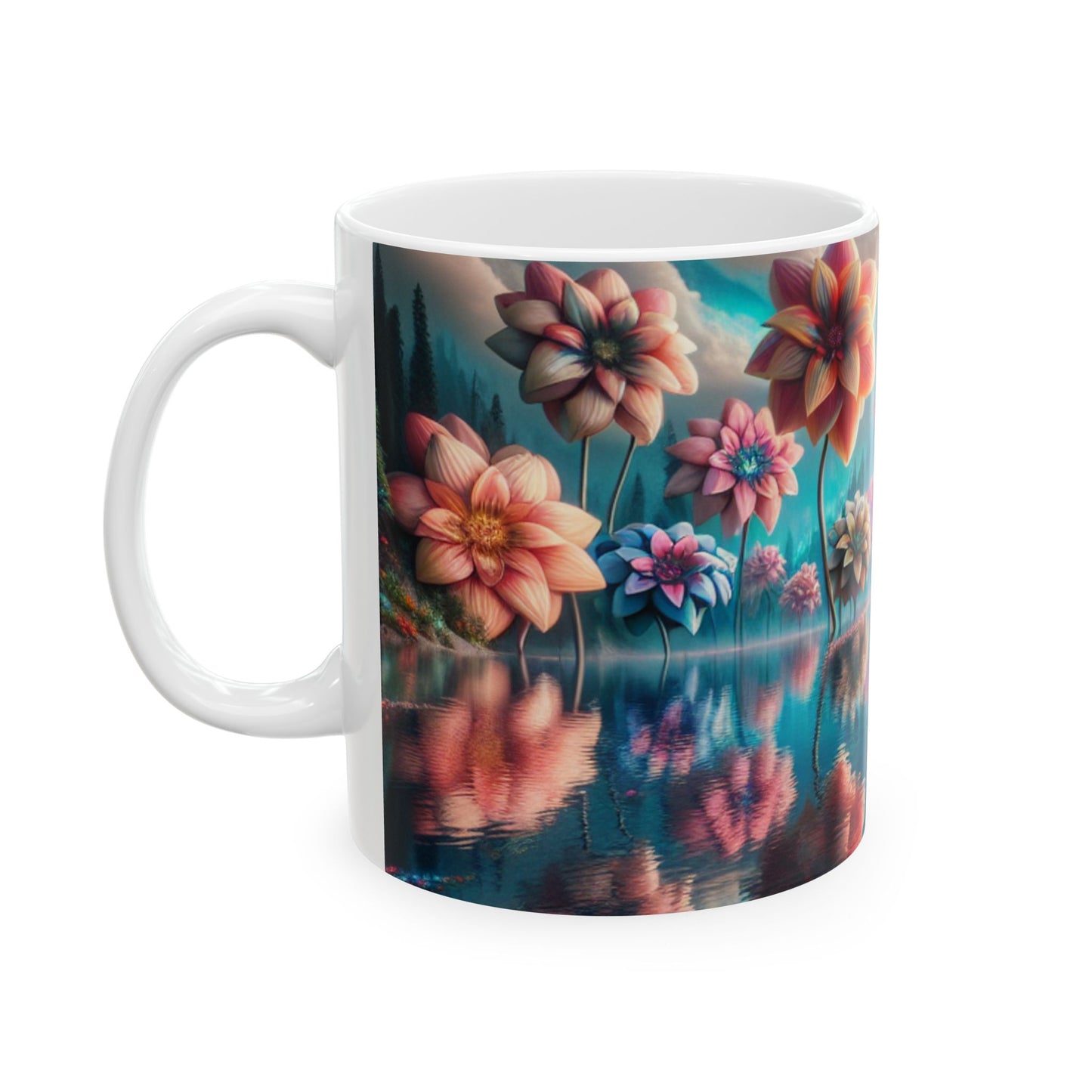 « Eaux enchantées : un pays de rêve floral » – La tasse en céramique Alien 11 oz