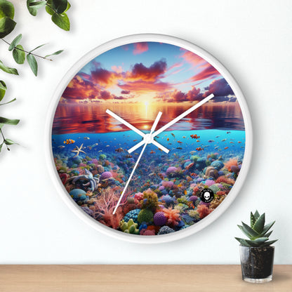 "Sunset Splendor : Récif de corail sous-marin" - L'horloge murale extraterrestre