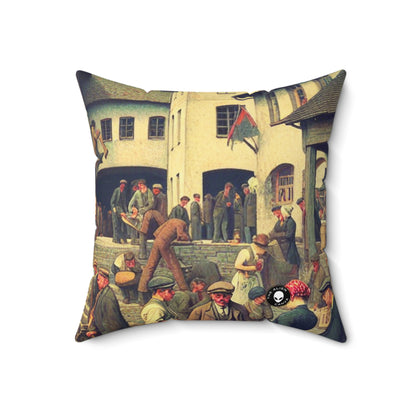 "Community Clean-Up: Restoring Urban Beauty Together"- The Alien Spun Polyester Square Pillow Social Realism