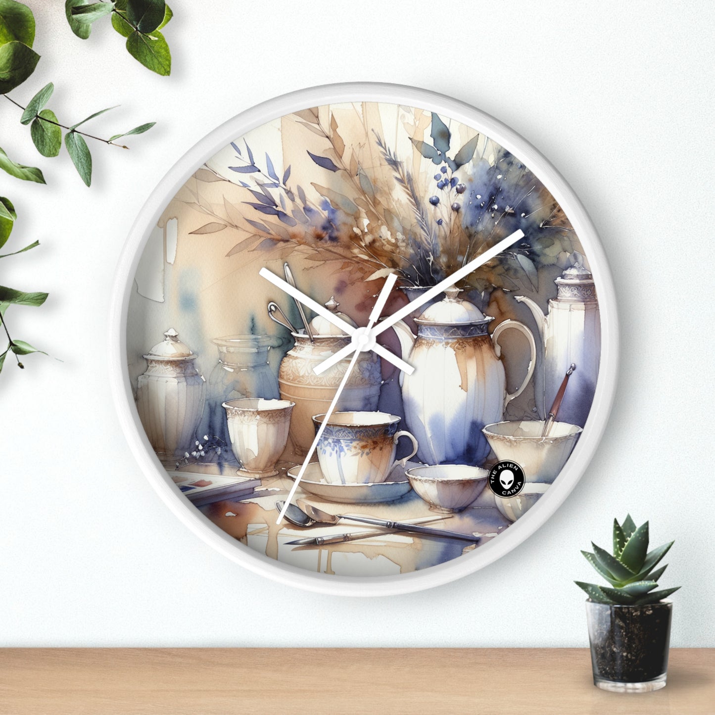 "A Tranquil Sunset by the Riverside" - The Alien Wall Clock Watercolor Painting