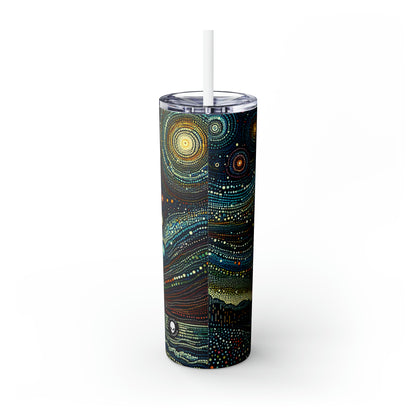 "Starry Dots: A Celestial Mosaic" - Vaso delgado con pajita de Alien Maars®, puntillismo de 20 oz