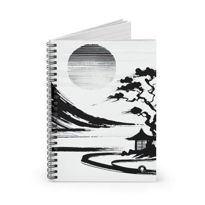 "Armonía del viento y el agua: una pintura con tinta zen" - El cuaderno de espiral alienígena (línea rayada) Pintura con tinta zen