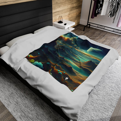 "Un Sueño Extraño: Un Mundo Desconocido en Detalle" - The Alien Velveteen Plush Blanket planetas no descubiertos en estilo hyperrealista