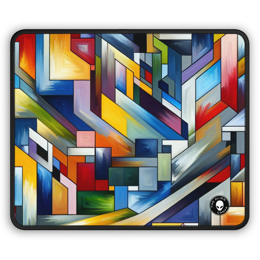 "City Pulse: A Vibrant Nighttime Geometric Journey" - The Alien Gaming Mouse Pad Hard-edge Painting