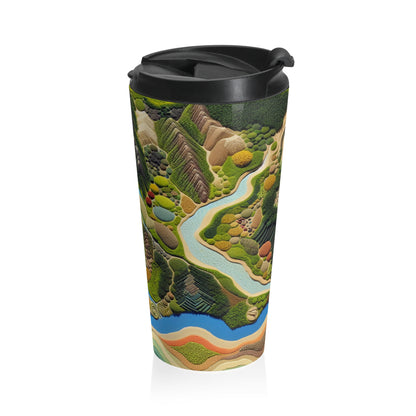 "Mapping Mother Nature: Crafting a Living Mural of Our Region". - The Alien Stainless Steel Travel Mug Land Art Style