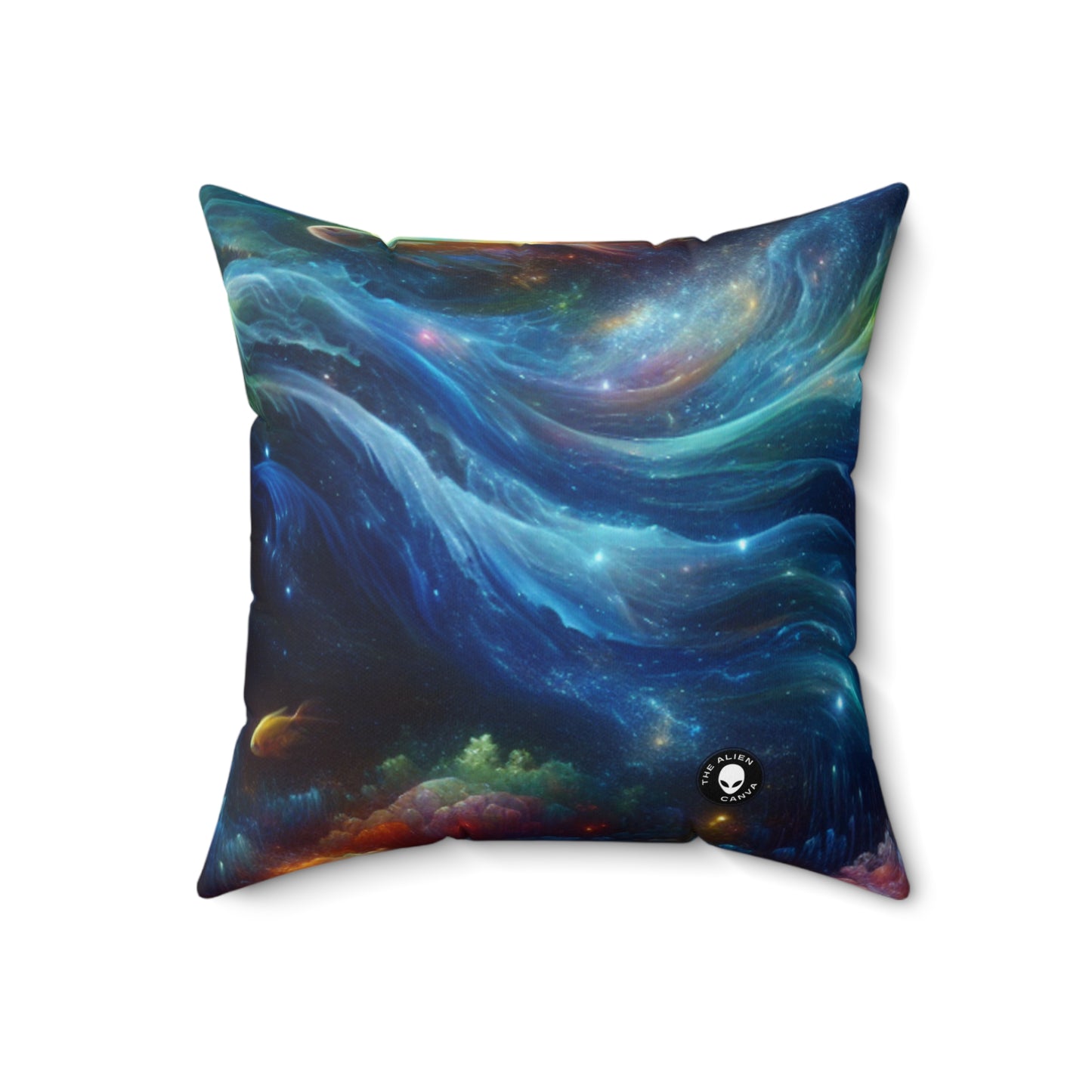 "Enchantment Under the Stars: A Mystical Underwater Journey"- The Alien Spun Polyester Square Pillow