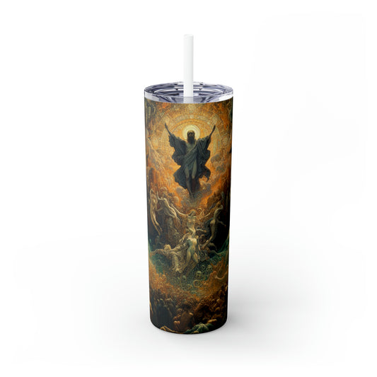 "Mystical Reflections: A Symbolic Journey Through the Looking Glass" - The Alien Maars® Skinny Tumbler with Straw 20oz Symbolism