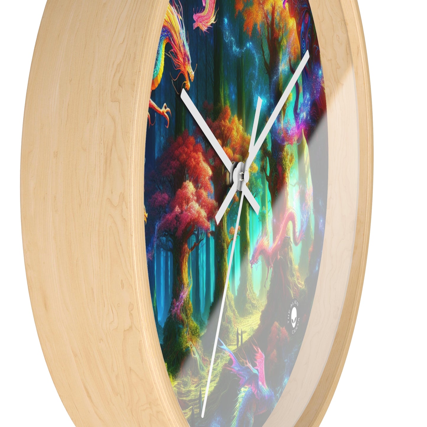 "Dragon's Rainbow Forest" - The Alien Wall Clock