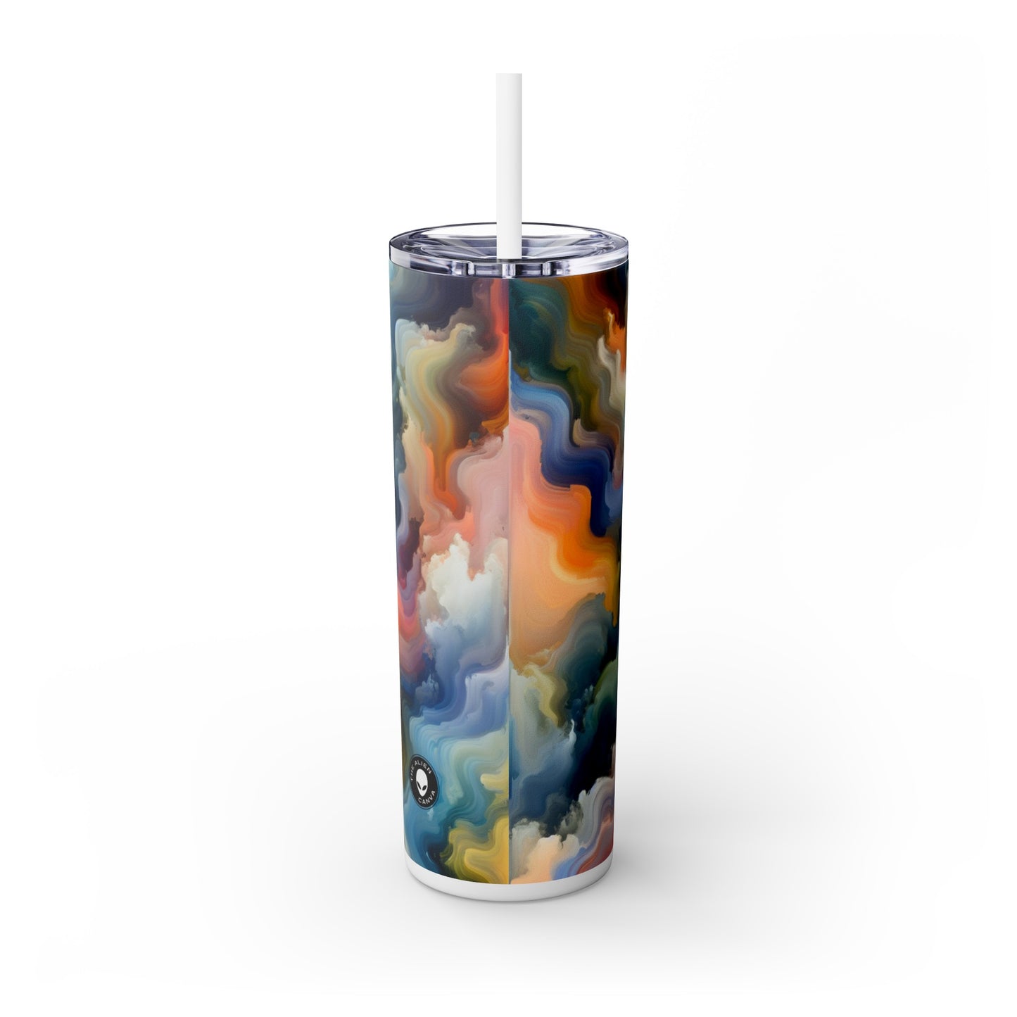 « Réflexions au coucher du soleil : une peinture de champ de couleur sereine » - The Alien Maars® Skinny Tumbler avec paille 20oz Peinture de champ de couleur