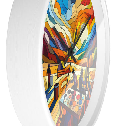 "Futuristic Neon Cityscape" - The Alien Wall Clock Hard-edge Painting