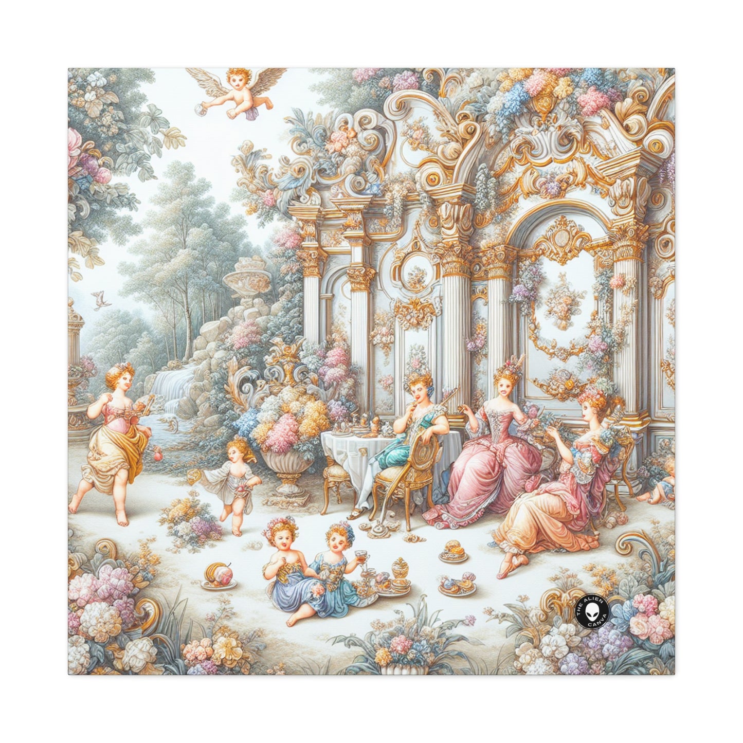 "Un jardin de délices rococo : une extravagance fantaisiste" - The Alien Canva Rococo