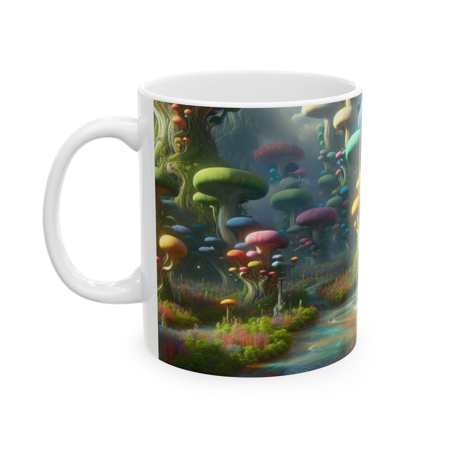 Taza de cerámica extraterrestre de 11 oz "Mystical Mushroom Wonderland"