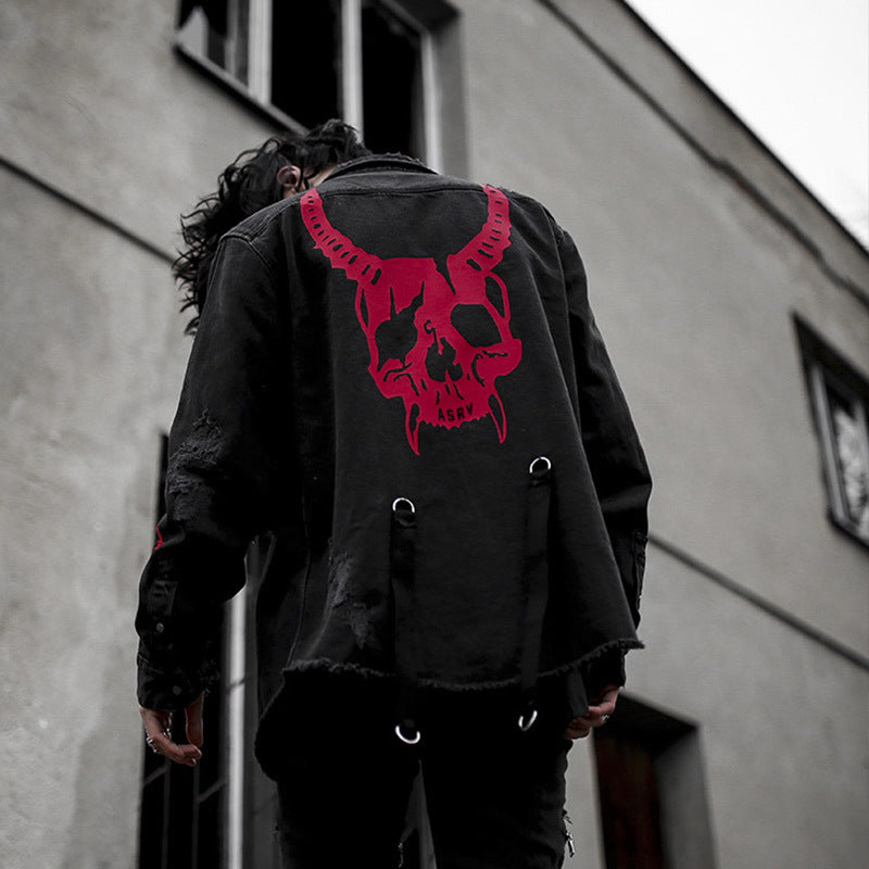 Skull Trend Printed Multi Bag Jacket For Men