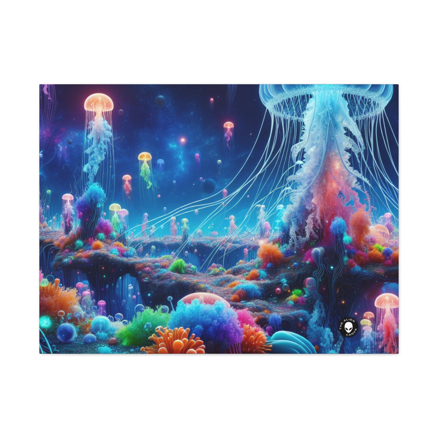 "Neon Jellyfish Fantasia: A Surreal Underwater Odyssey" - The Alien Canva