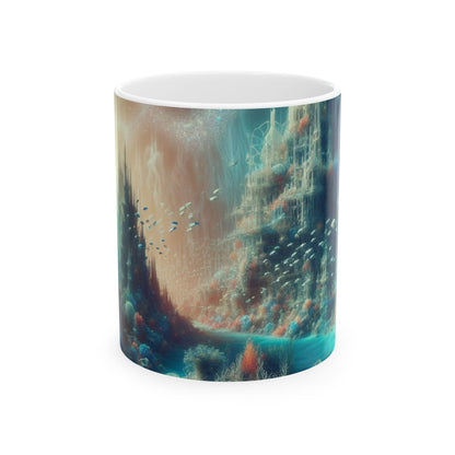 "Paisaje onírico de las profundidades marinas": taza de cerámica extraterrestre de 11 oz