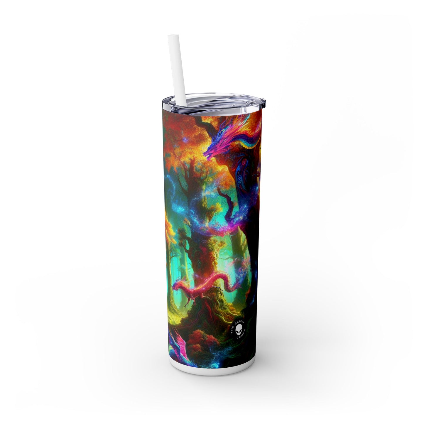 « Forêt arc-en-ciel du dragon » - Verre fin Alien Maars® avec paille 20 oz