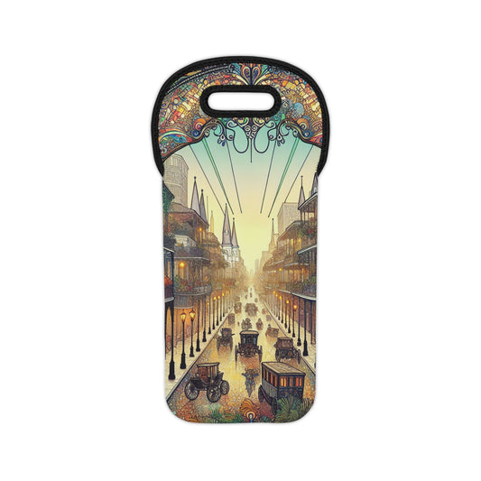 "Vivid Splendor: A Picture of New Orleans's French Quarter" - The Alien Wine Tote Bag Art Nouveau Style