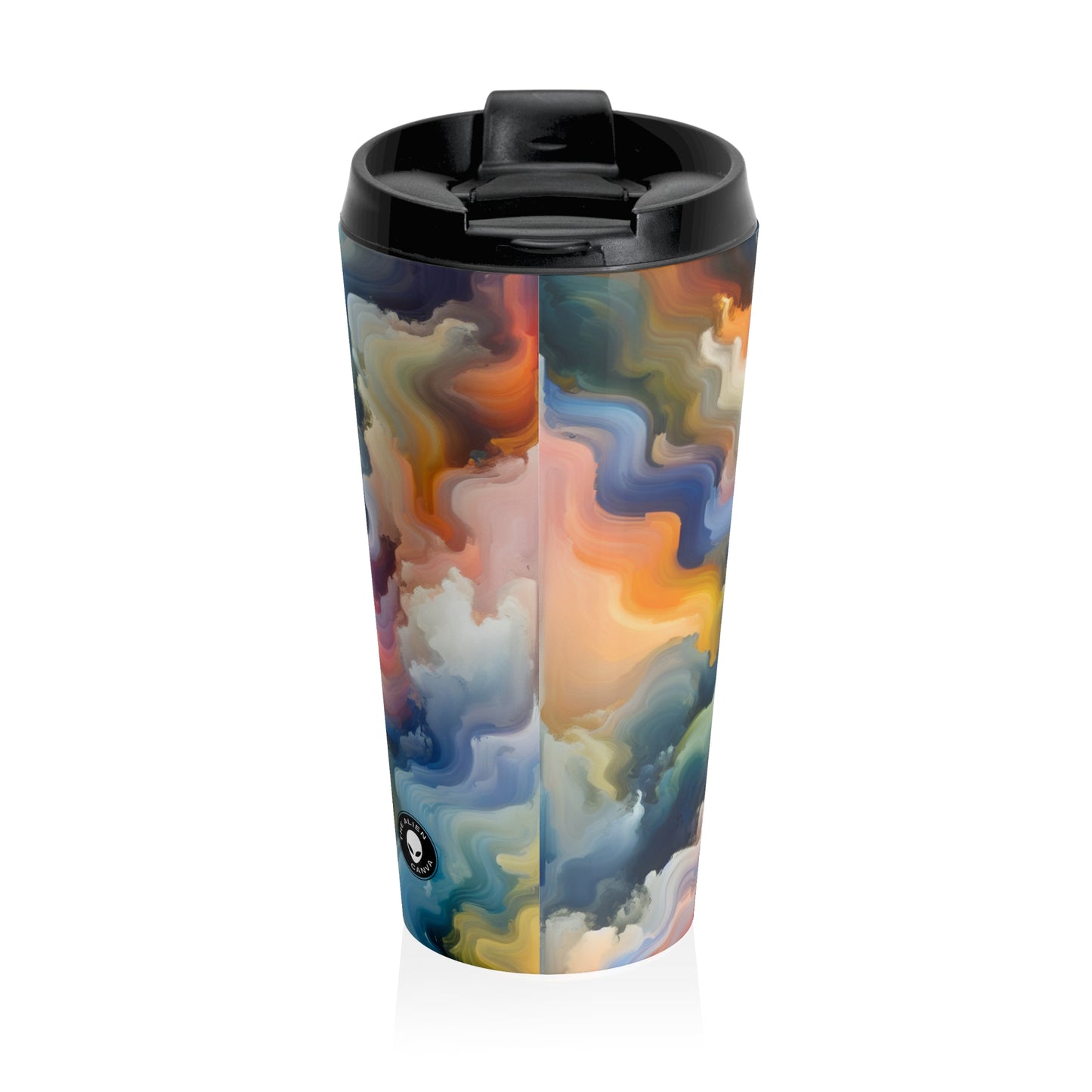 "Sunset Reflections: A Serene Color Field Painting" - The Alien Stainless Steel Travel Mug Color Field Painting