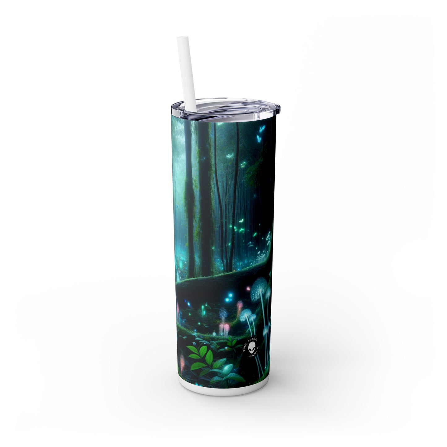 « Nuit enchantée : forêt bioluminescente » - Le verre fin Alien Maars® avec paille 20 oz