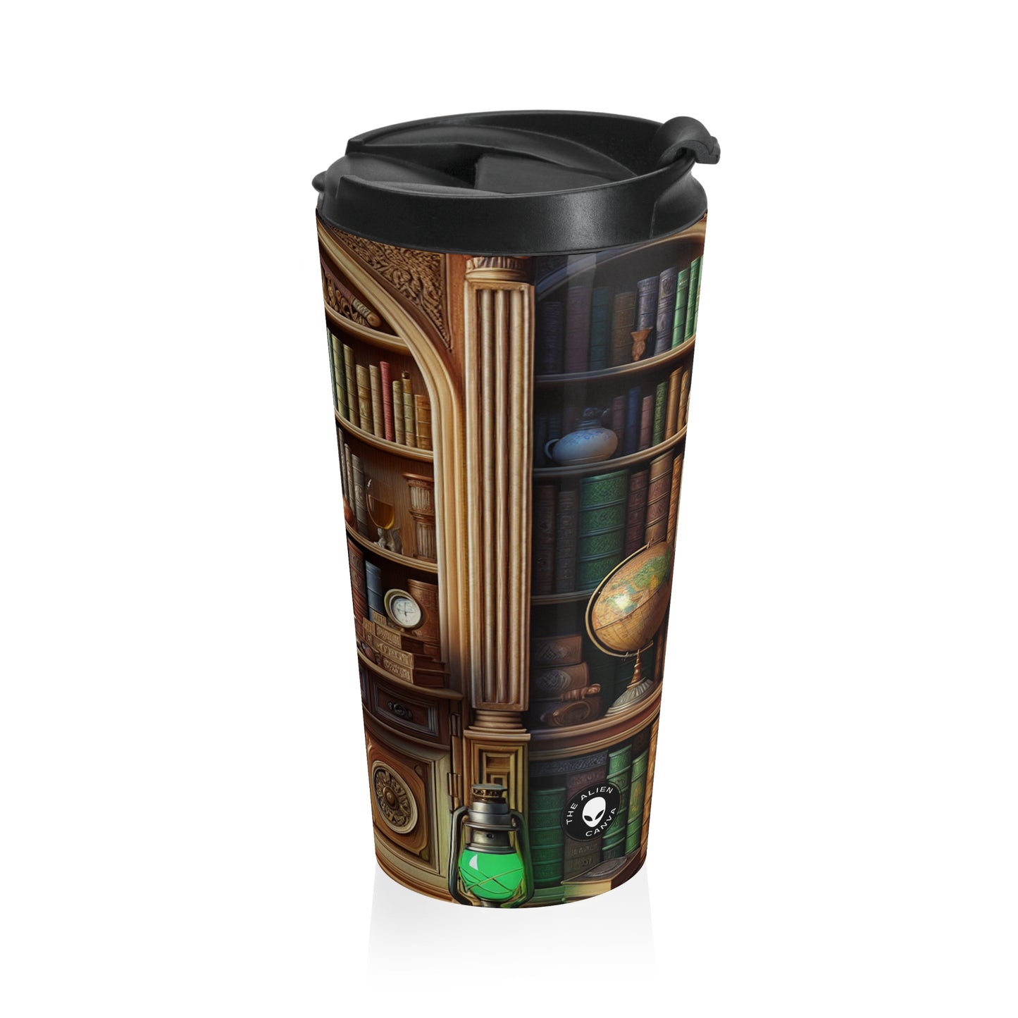 "Merveilles révélées : un voyage en trompe-l'oeil vers une oasis sous-marine" - The Alien Mug de voyage en acier inoxydable Trompe-l'oeil