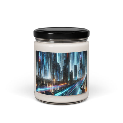 "Neon Nightscapes: A Futuristic City Adventure" - The Alien Scented Soy Candle 9oz