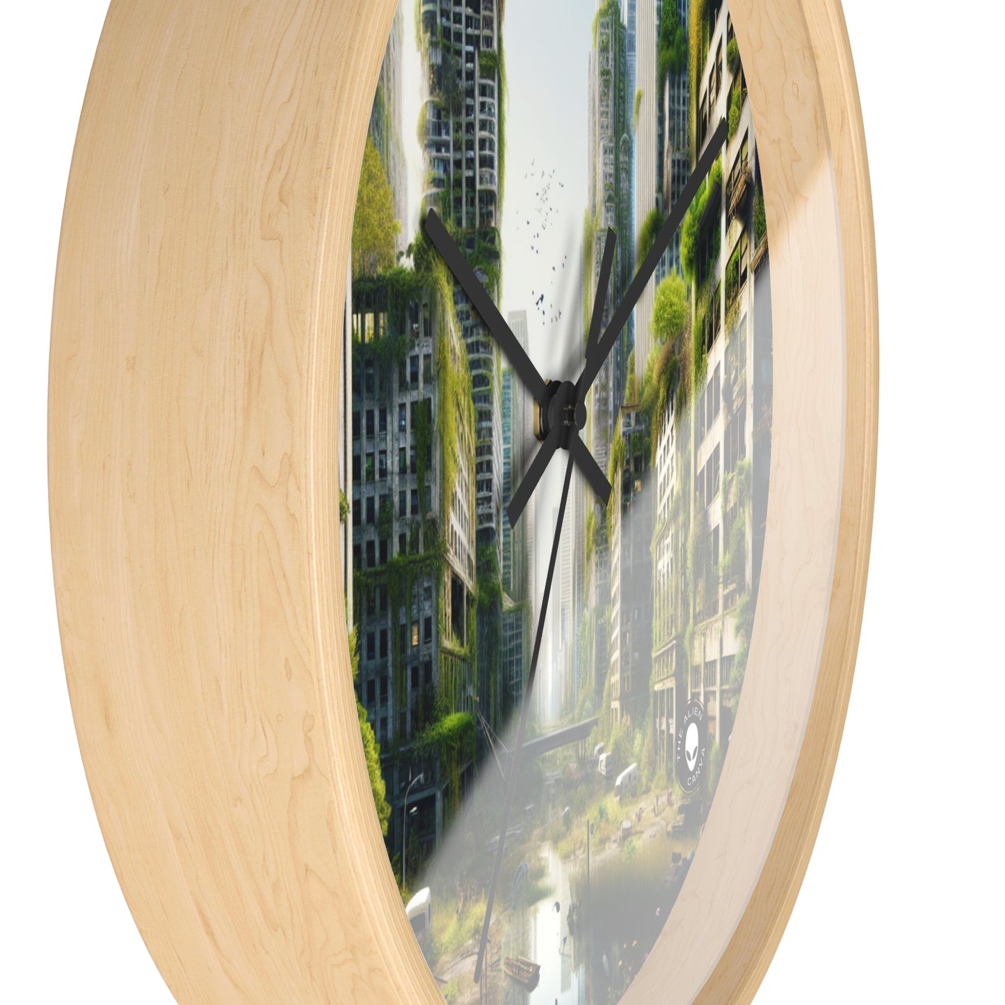 "Nature's Reclamation: A Futuristic Urban Jungle" - The Alien Wall Clock