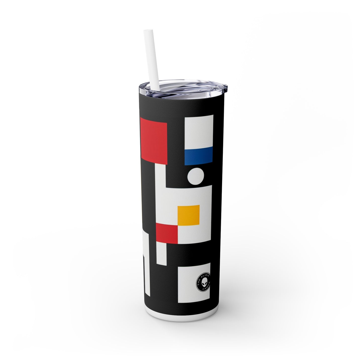 "Armonía suprema: exploración de la composición geométrica con colores llamativos": el vaso delgado Alien Maars® con pajita de 20 oz Suprematismo