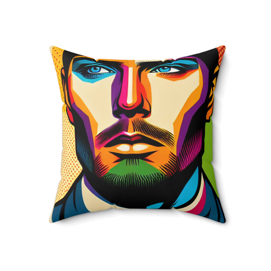 "Celebrity Pop Art Portrait" - The Alien Spun Polyester Square Pillow Pop Art Style