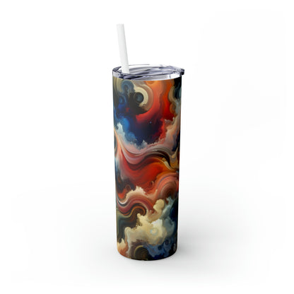 "Chaotic Balance: A Universe of Color" - The Alien Maars® Skinny Tumbler with Straw 20oz Abstract Art Style