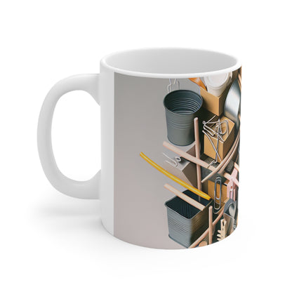 "Monochrome domestique : création d'une œuvre d'art cubiste en 3D" - La tasse en céramique Alien 11oz Cubisme