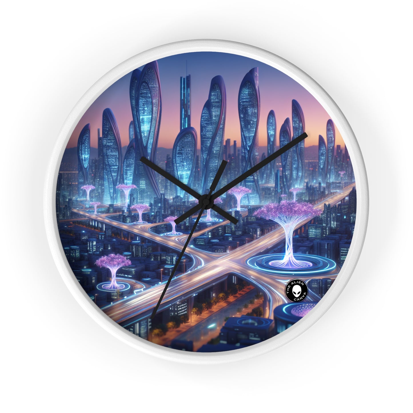 "City of Tomorrow: Nature and Technology Intertwined" - The Alien Wall Clock