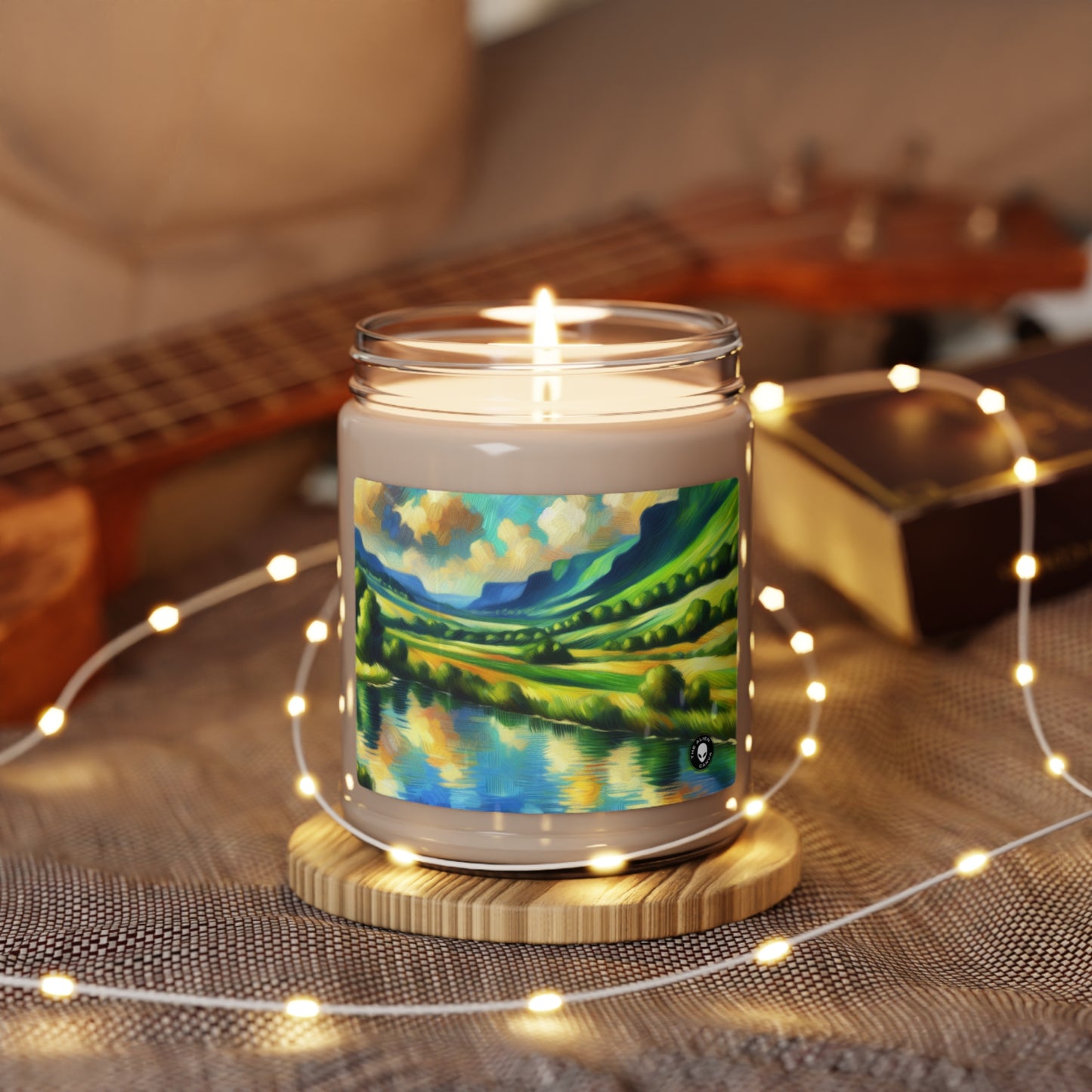 "Serenity at Sunset: An Impressionistic Meadow" - The Alien Scented Soy Candle 9oz Impressionism