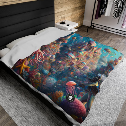 "Treasure of the Deep: A Fantastical Underwater City" - The Alien Velveteen Plush Blanket