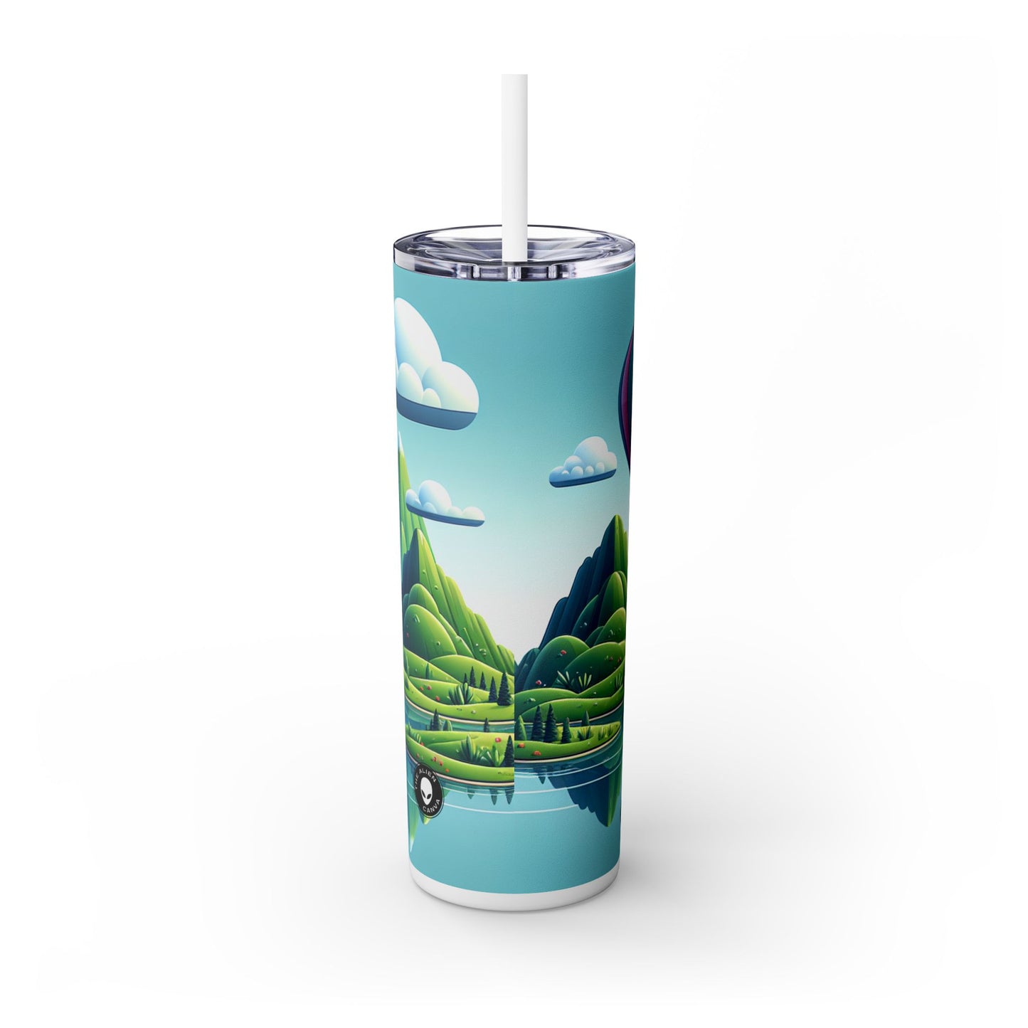 "Tranquil Skies: Hot Air Balloon Adventure" - Vaso delgado con pajita de 20 oz de Alien Maars®