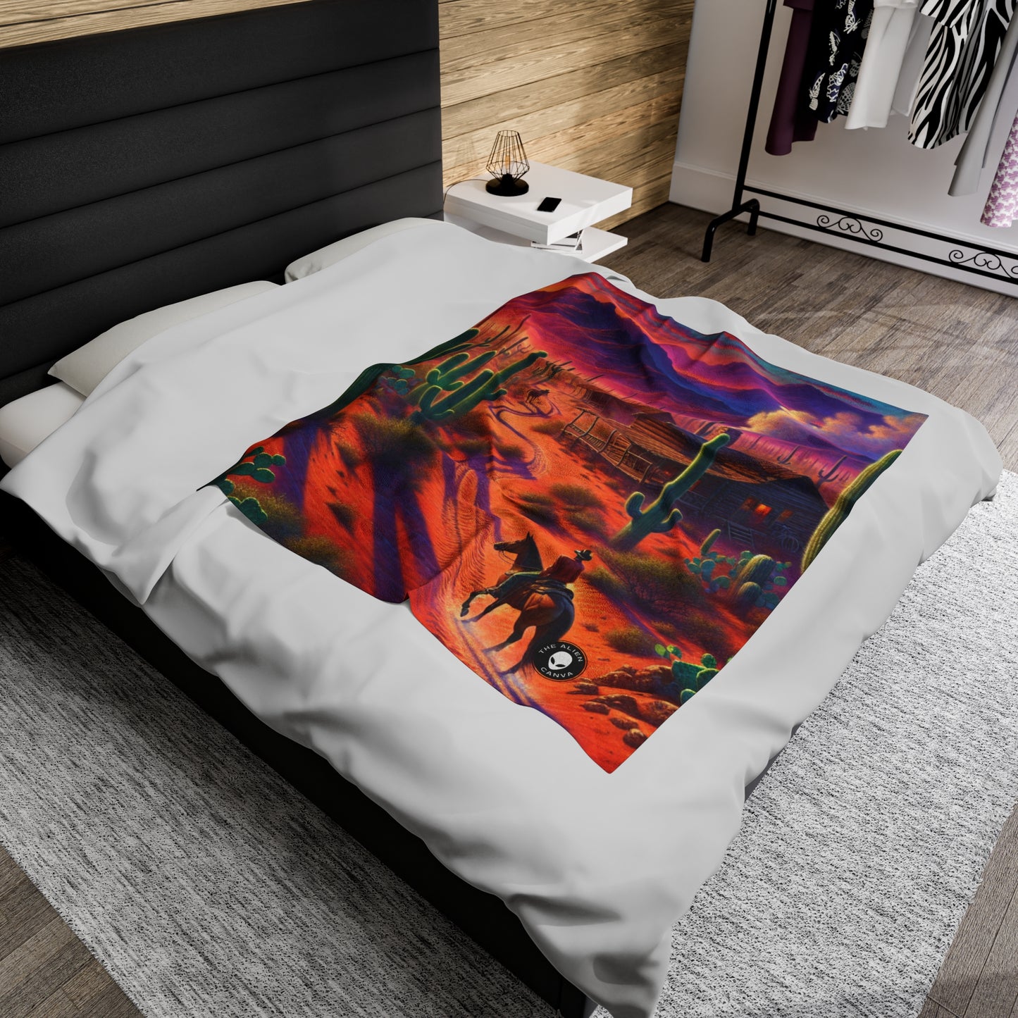 "Lluvia resplandeciente: el reflejo de una ciudad" - The Alien Velveteen Plush Blanket Realism