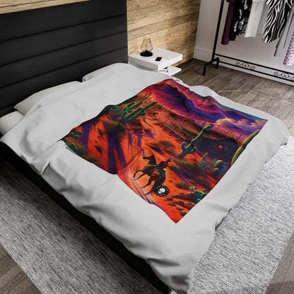 "Glowing rain: A city's reflection" - The Alien Velveteen Plush Blanket Realism