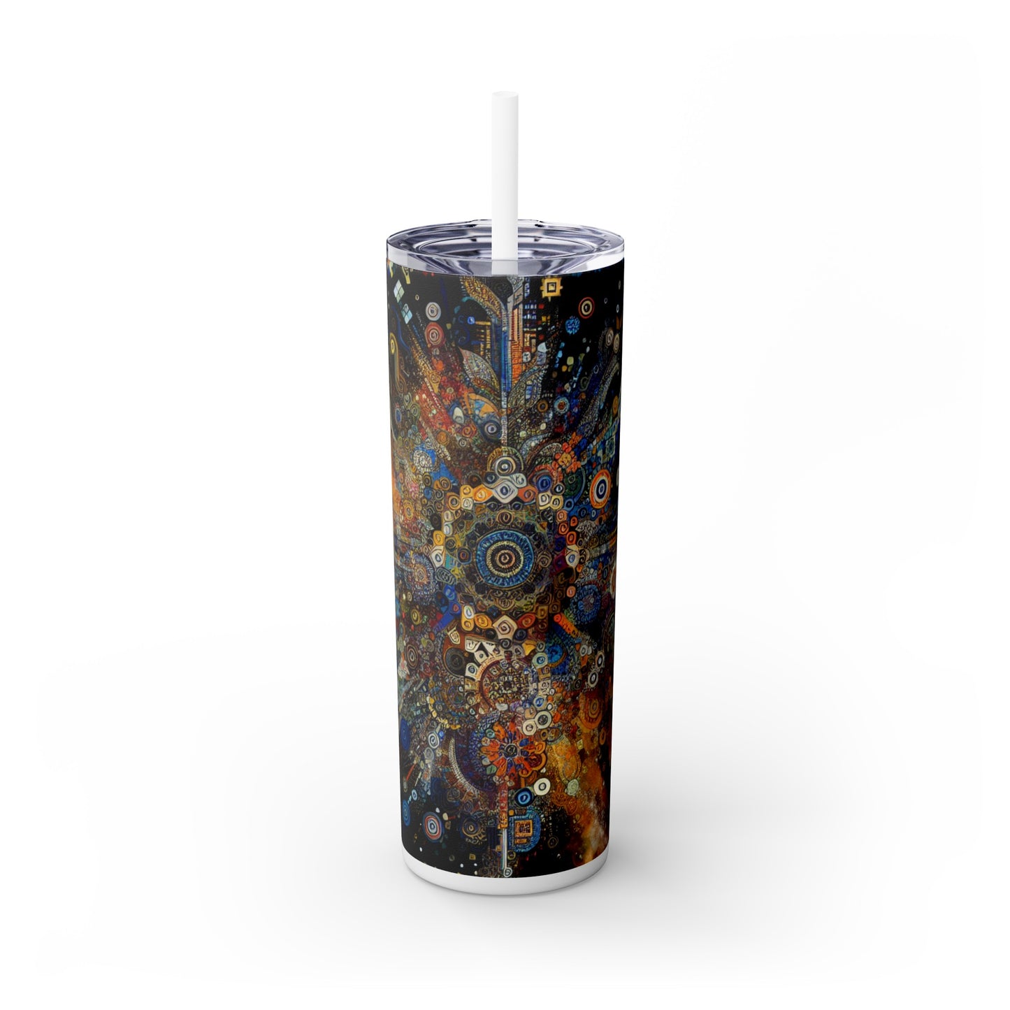 "Art corporel de la nuit étoilée : couleurs vives et traits tourbillonnants" - The Alien Maars® Skinny Tumbler avec paille 20oz Body Art