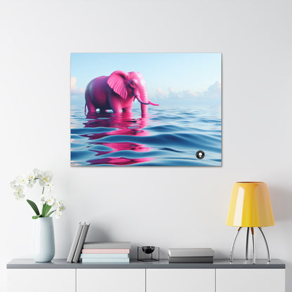 "The Pink Elephant in the Deep Blue Sea" - The Alien Canva A pink elefant floating in the ocean