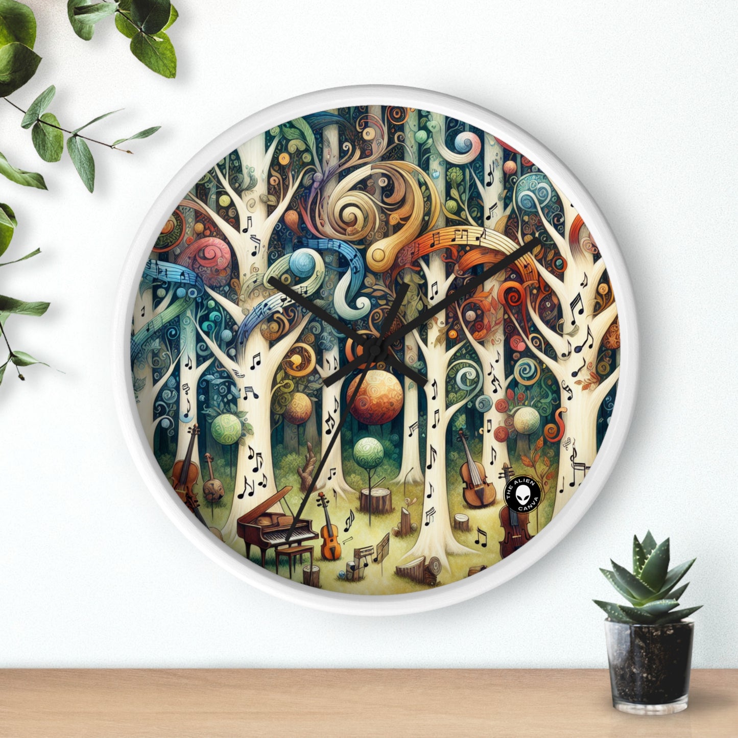 "Melodic Enchantment: The Instrumental Forest" - The Alien Wall Clock