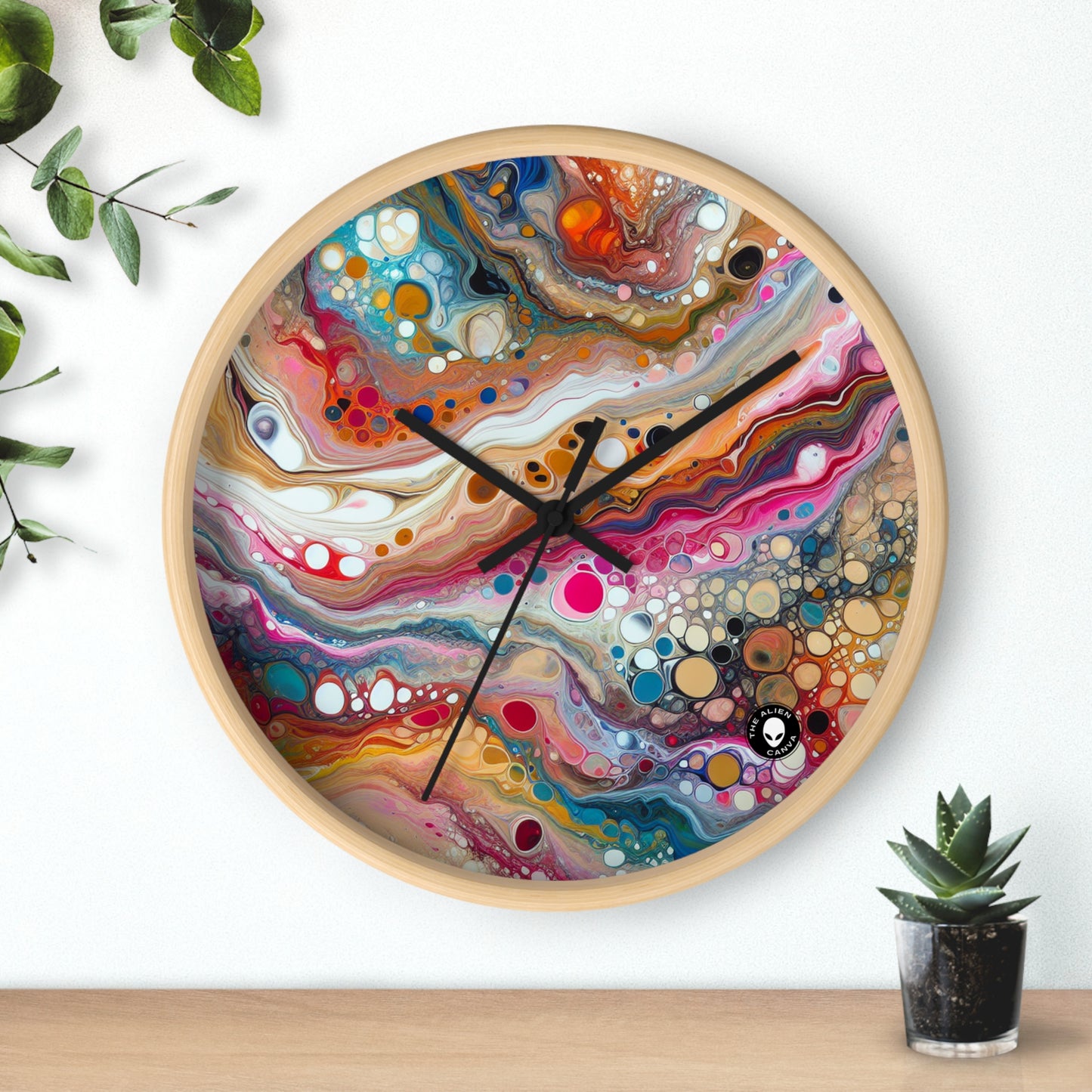 "Colores cósmicos: creación de un fascinante vertido acrílico inspirado en nebulosas celestes" - The Alien Wall Clock Acrylic Pouring